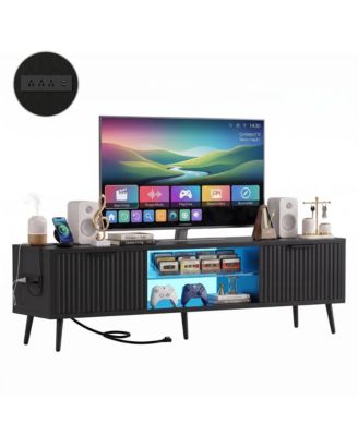 TV Stand Media Console Table with Power Outlet for 30-60" TV