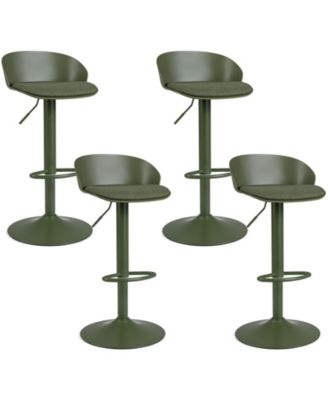 Set of 4 Adjustable Swivel Bar Stools Back and Footrest Loads 330 Lbs Each