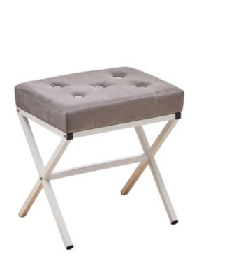 Upholstered Ottoman Foot Stool with Thick Cushion and Metal X Legs
