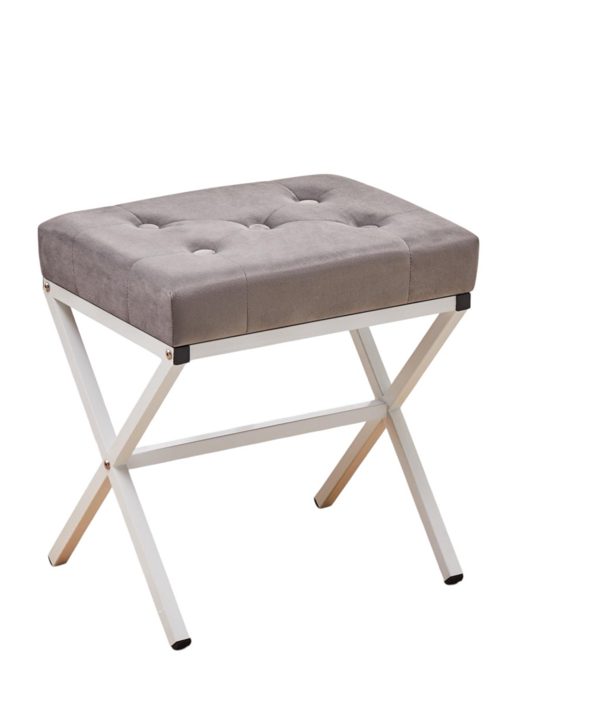 Slickblue Upholstered Ottoman Foot Stool with Thick Cushion and Metal X Legs - Grey