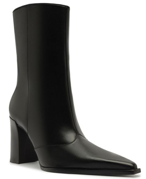 Женские ботинки Schutz Raffaela Pointed Toe Dress Booties, цвет: Чёрный кожаный