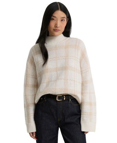 Женский свитер Barbour Delilah Mock Neck Tartan Wool-Blend, цвет: Облачный разноцветный