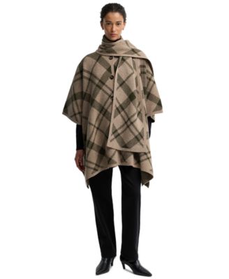 Women's Vienna Tartan Knitted V-Neck Wool-Blend Cape