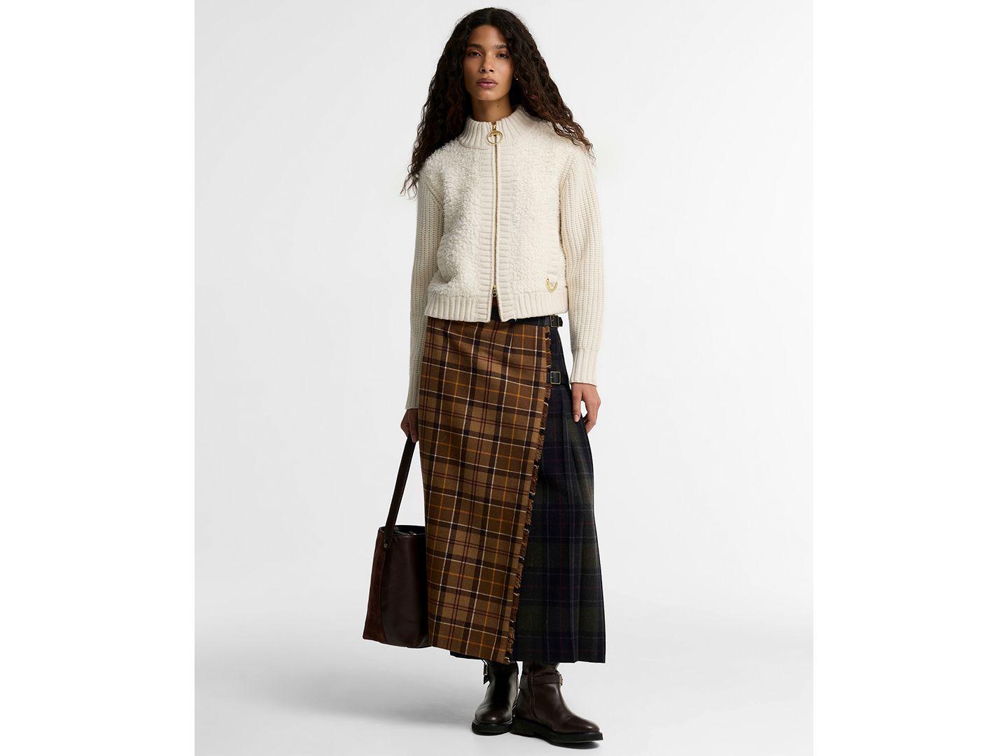Женская куртка Barbour Hazelwood Wool-Blend Chunky-Knit Sherpa-Inspired Bomber, цвет: Экрю — фото 2
