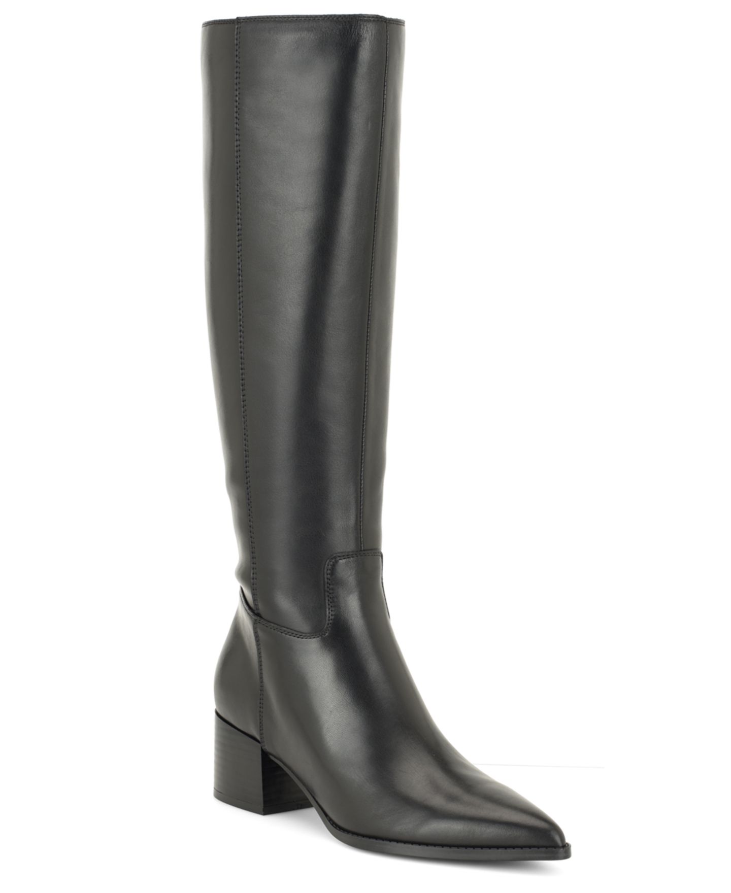 Женские ботинки Nine West Bridgit Tall Block Heel Riding Boots, Regular & Wide Calf, цвет: Чёрный кожаный — фото 1
