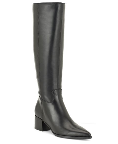 Женские ботинки Nine West Bridgit Tall Block Heel Riding Boots, Regular & Wide Calf, цвет: Чёрный кожаный