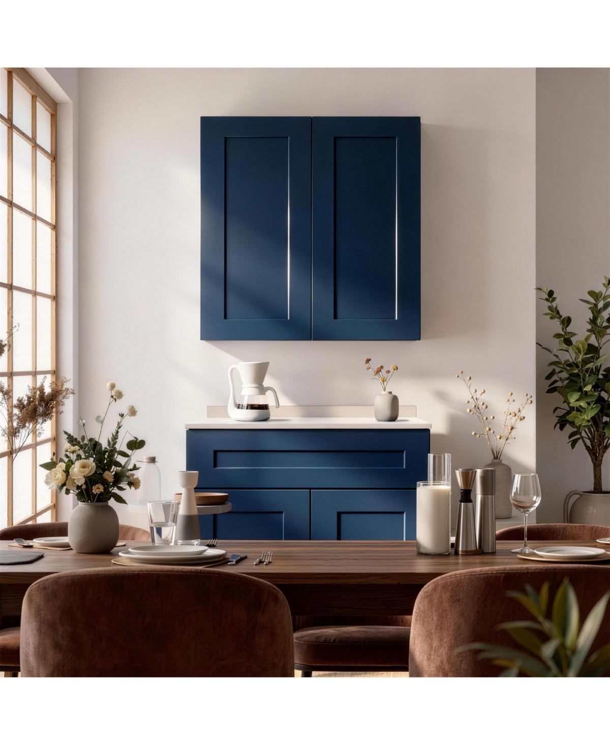 Boyel Living 24W x 12D x 42H Solid Wood Shaker Wall Cabinet Soft Close Double Door Adjustable Shelves Rta for Kitchen Bath Laundry