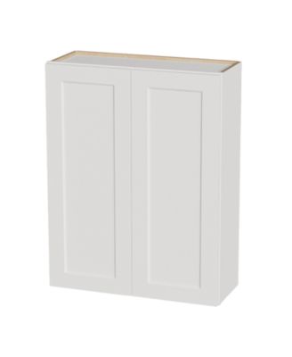 33W x 12D x 42H Solid Wood Shaker Wall Cabinet Double Door 2 Adjustable Shelves RTA for Kitchen Bath Laundry Garage