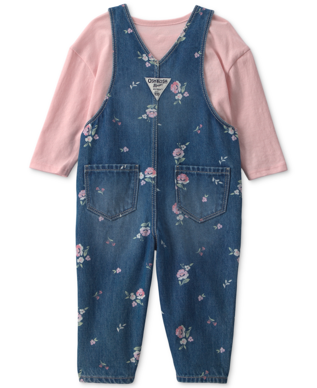 Osh Kosh Baby Girls' Floral Denim Long-Sleeve Top and Overall Set