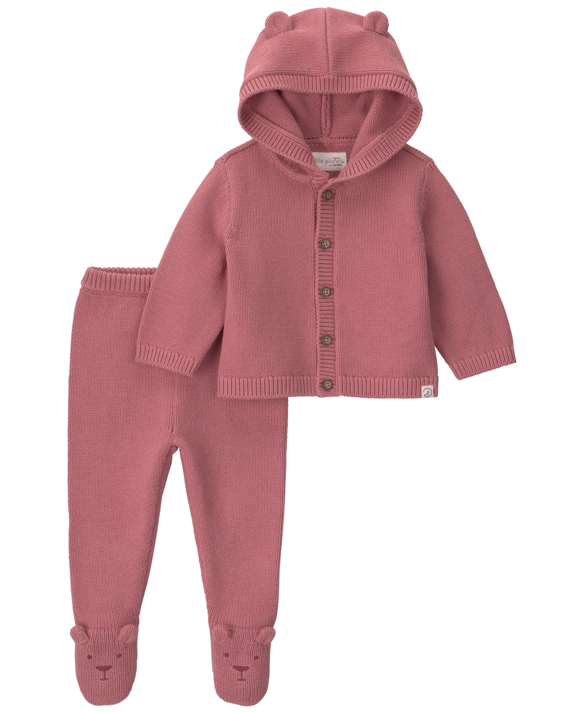Little Planet by carter's Baby Girls' Cotton Sweater Knit Hooded Cardigan and Pant Set