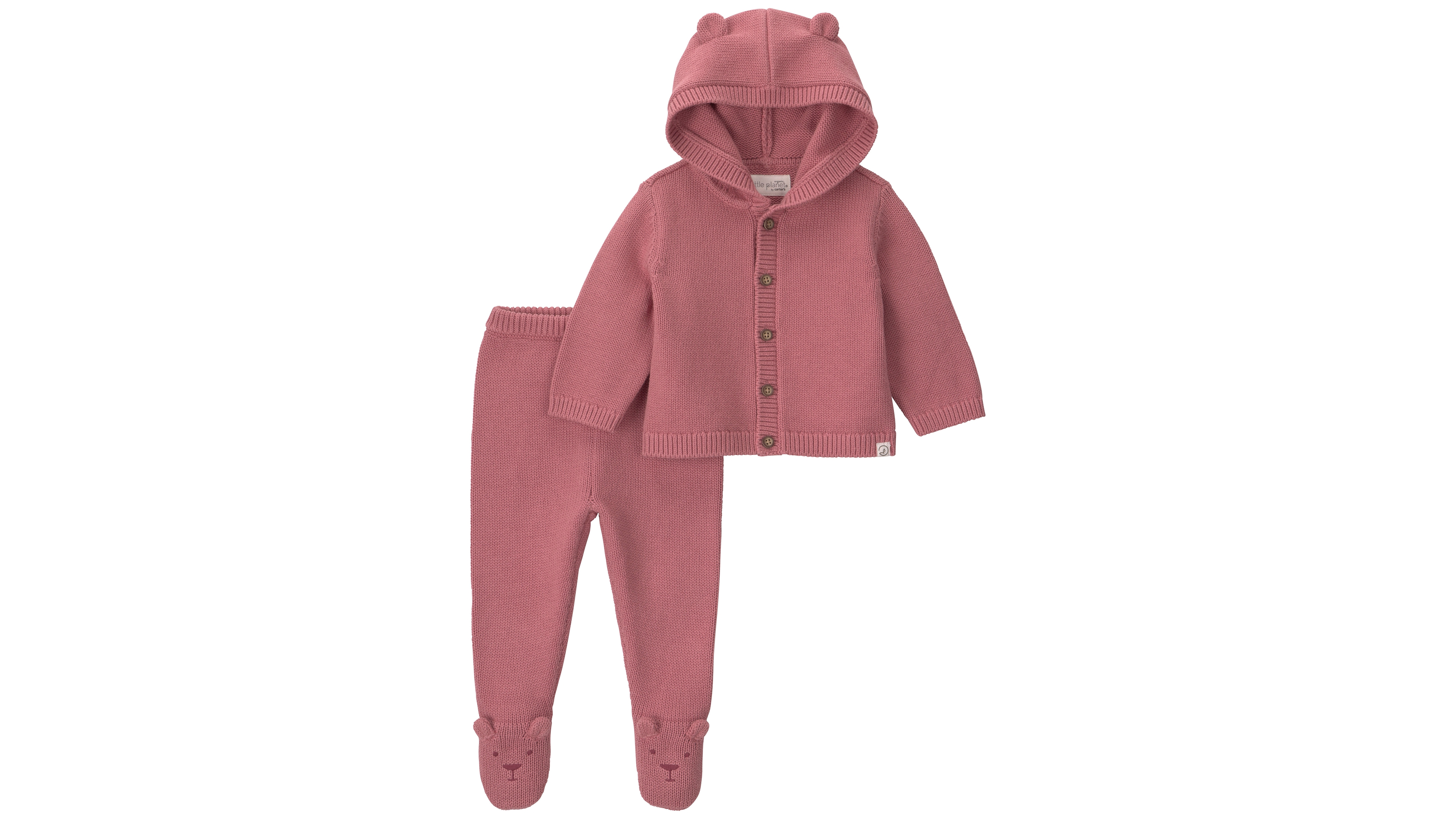 Little Planet by carter's Baby Girls' Cotton Sweater Knit Hooded Cardigan and Pant Set