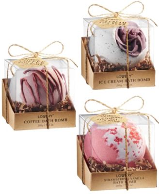 3piece Hand Decorated Bath Bombs in Coffee, Strawberry and Ice Cream Scent