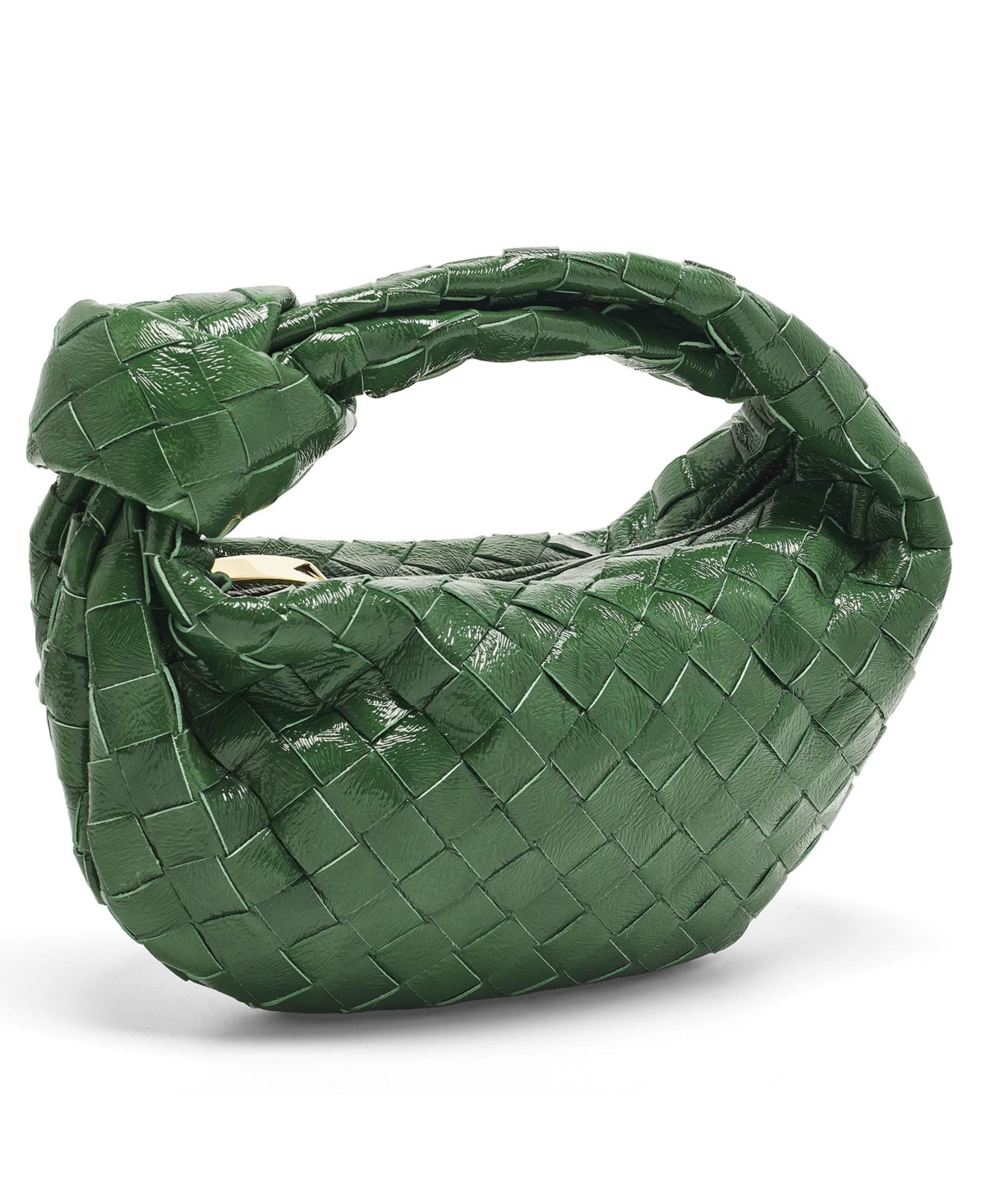 Pre-Owned Women's Bottega Veneta Mini Jodie Intrecciato Patent Leather Hobo Bag