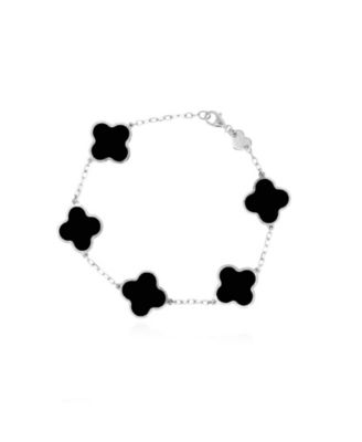 Classic Onyx Clover Bracelet Sterling Silver