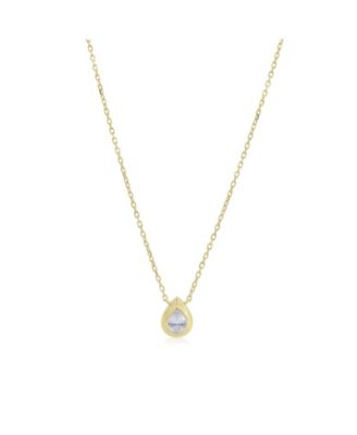 CZ Pear Double Bezel Necklace 14K Gold-Plated Sterling Silver