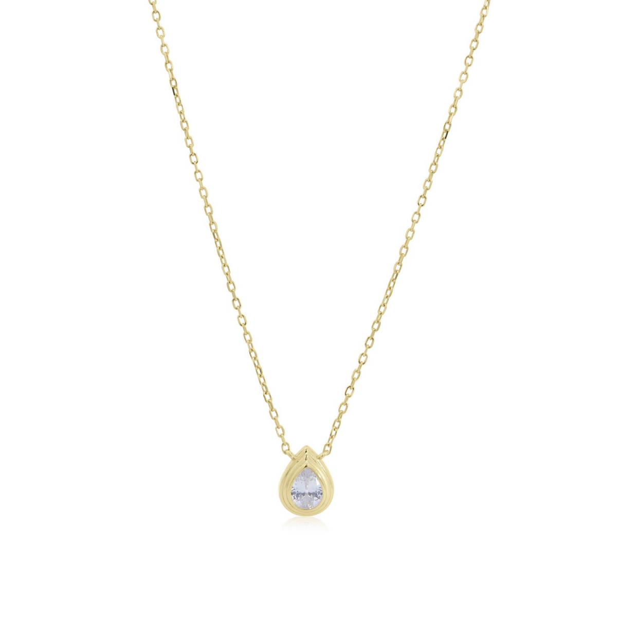 The Lovery Cz Pear Double Bezel Necklace 14K Gold-Plated Sterling Silver - Gold plated sterling silver