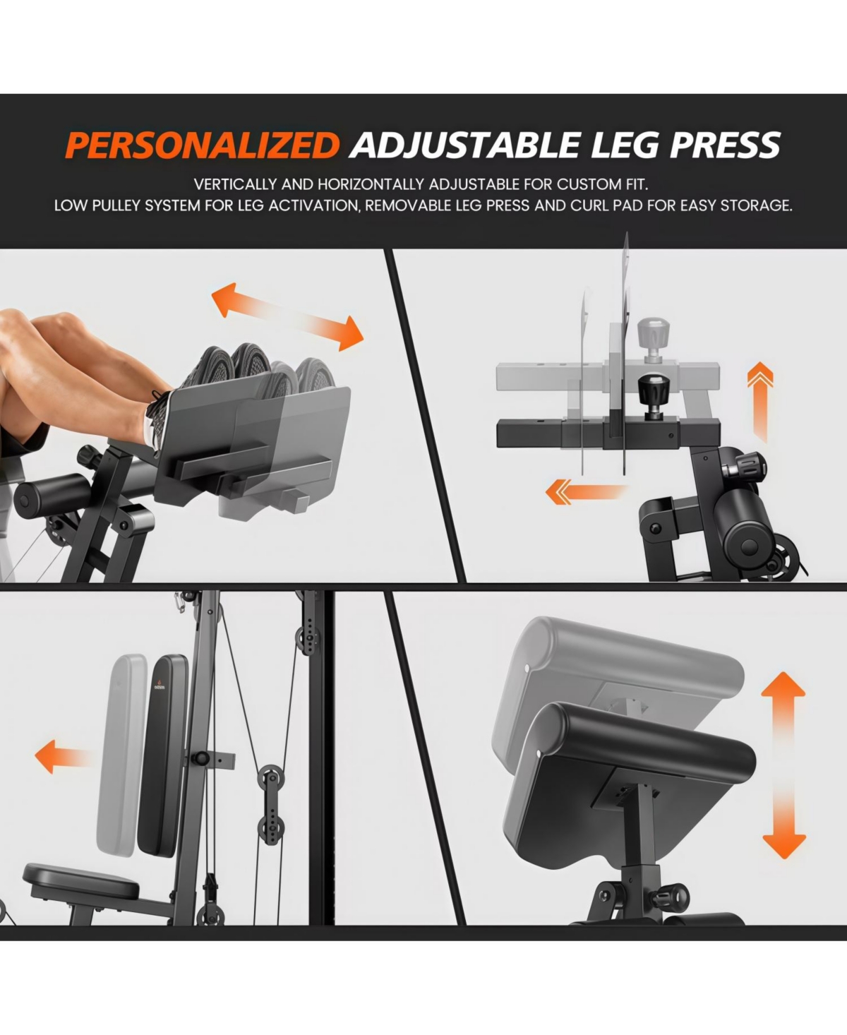 Fed Fitness Home Gym Station, Workout Equipment with 154LBS Weight Stack, Leg Press And Preacher Curl Pad