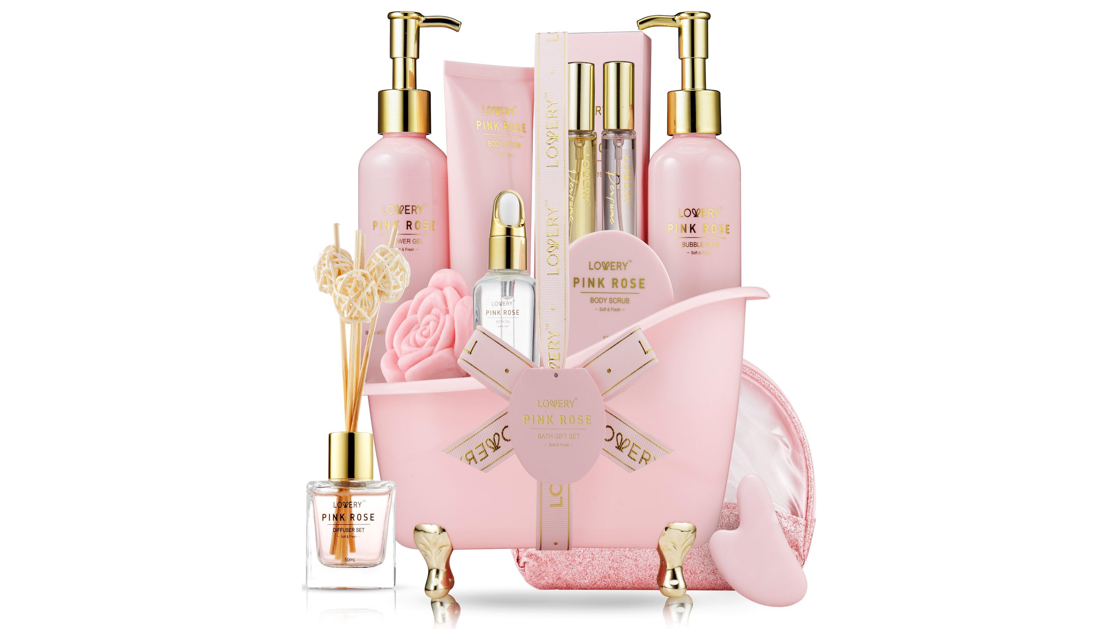 Lovery 19-Pieces Pink Rose Relaxing Luxury Spa Gift Set
