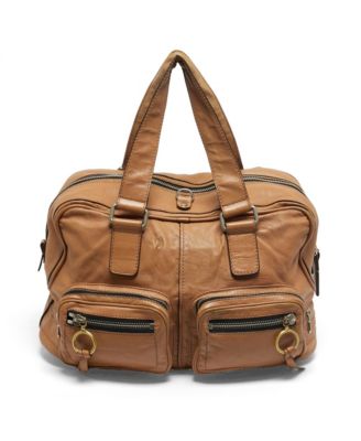 Women's Leather Double Pocket Satchel Bag