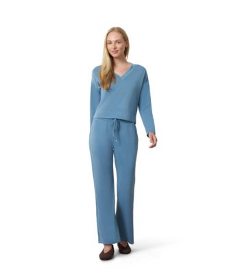 Women's V-Neck Dolman Top and Wide Leg Pant Set