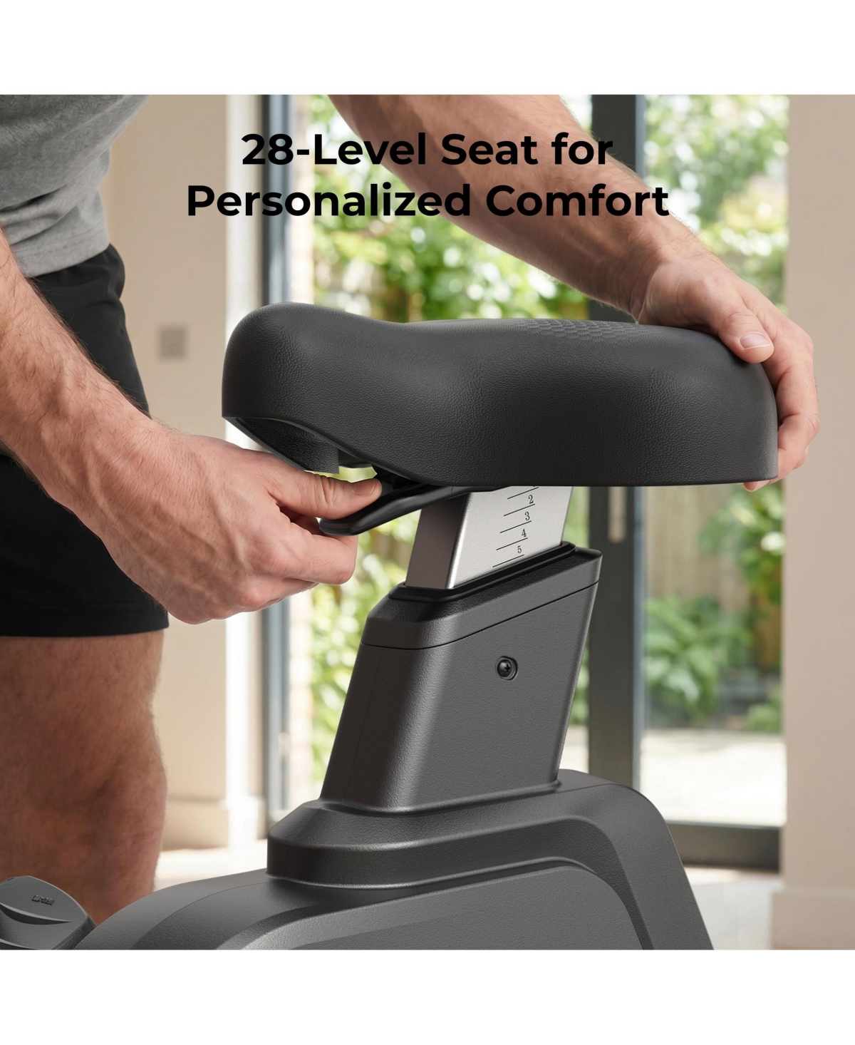 Fed Fitness Upright Exercise Bike, Air Lift Adjustable Seat, Led Display, Electromagnetic Stationary Bike