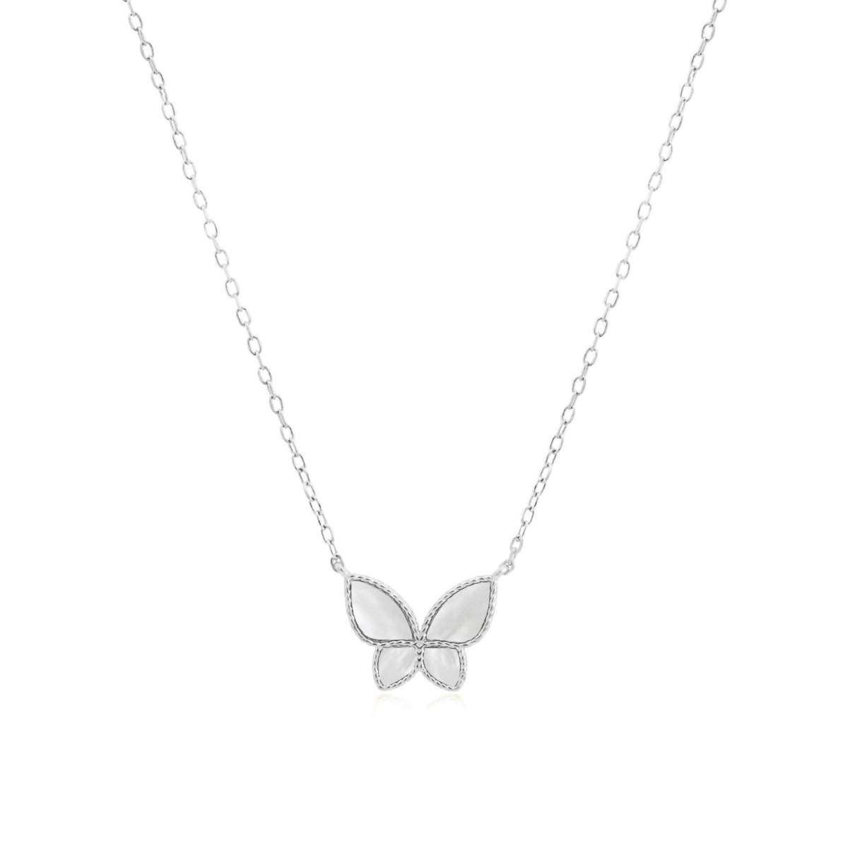 The Lovery Mother of Pearl Butterfly Necklace Sterling Silver - Mother of pearl
