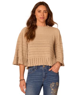 Women's 3/4-Length Sleeve Stitch Mix Sweater