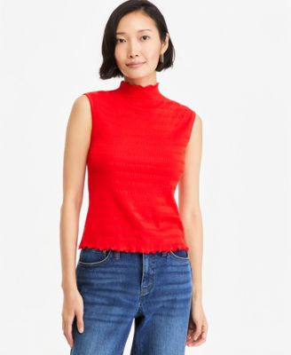 Women's Funnel Neck Puckered Rib Tank