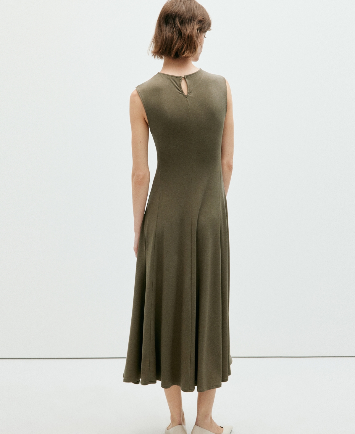 Mango Women's Fluid Knit Gathered Detail Midi Dress