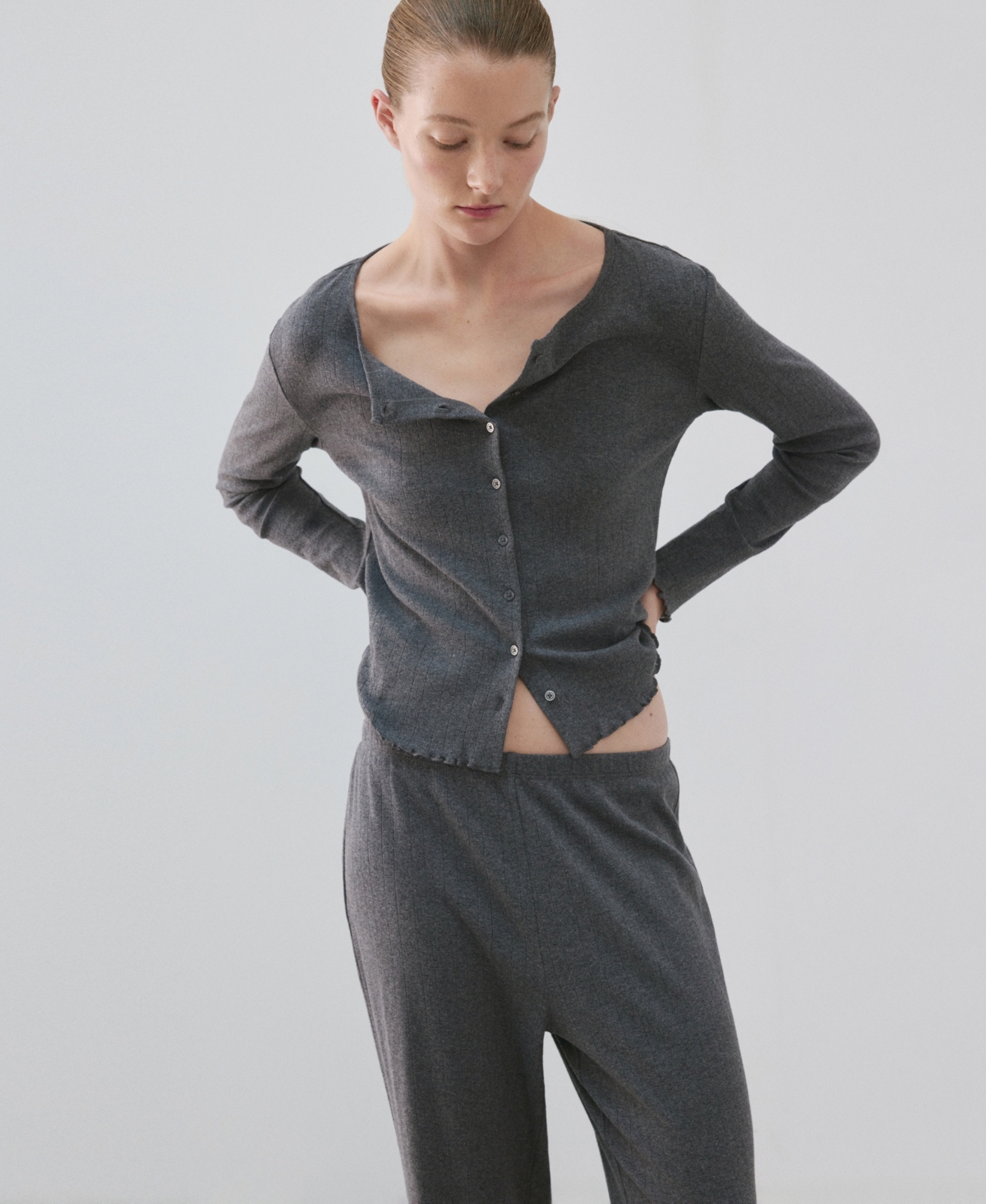 Mango Women's Openwork-Knit Cotton Pajama Pants
