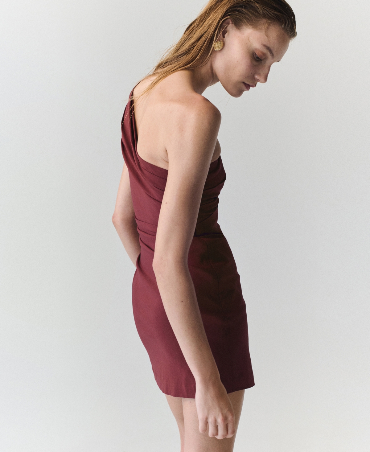 Mango Women's Asymmetrical Pleated Mini Dress