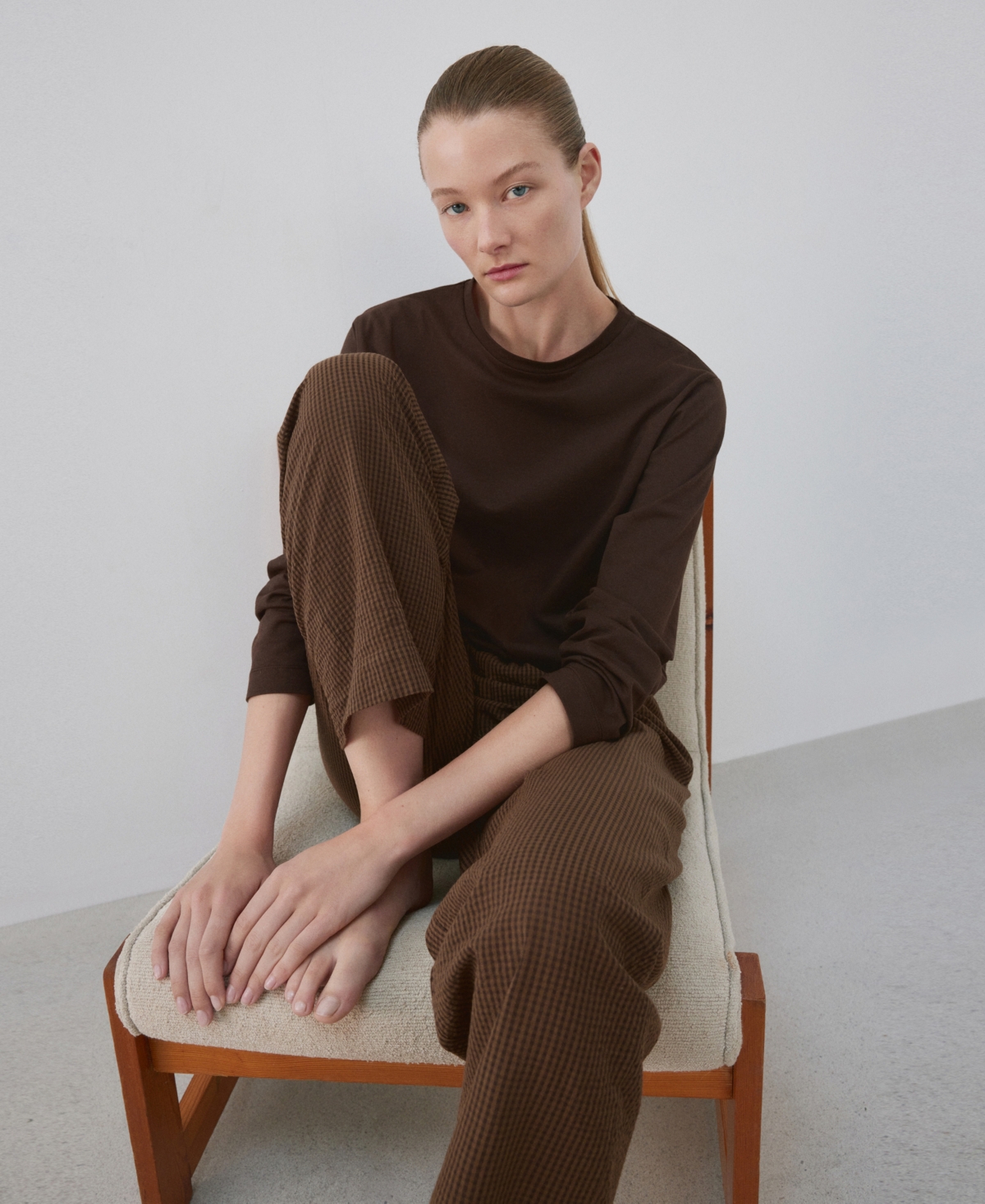 Mango Women's Seersucker Striped Long-Sleeve Pajama Set