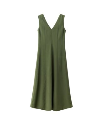 Women's Sleeveless V-Neck Midi Seam-Detail Dress