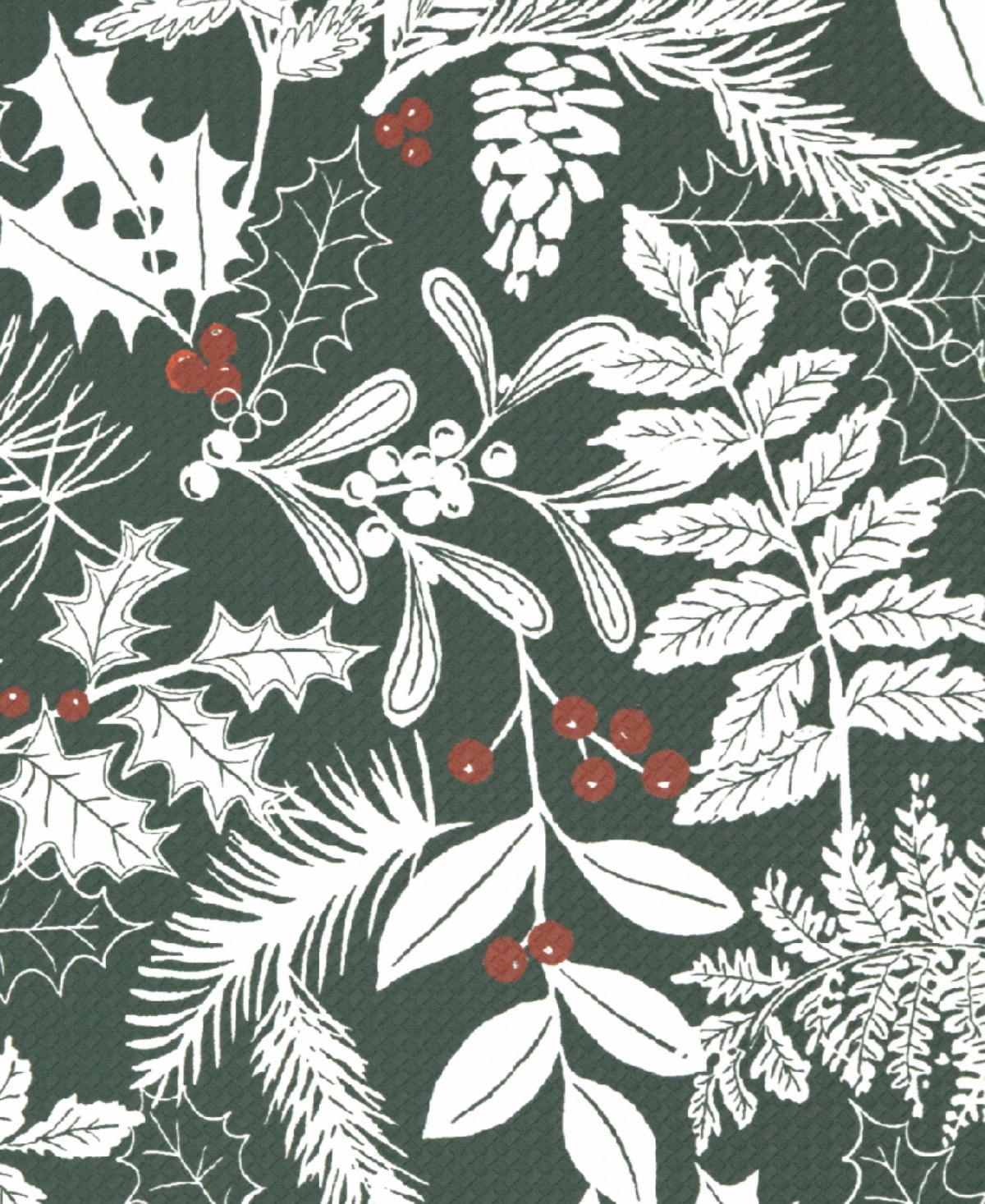Laura Ashley Christmas Holly Leaves Non-Slip Kitchen Mat, 17.5" x 60"