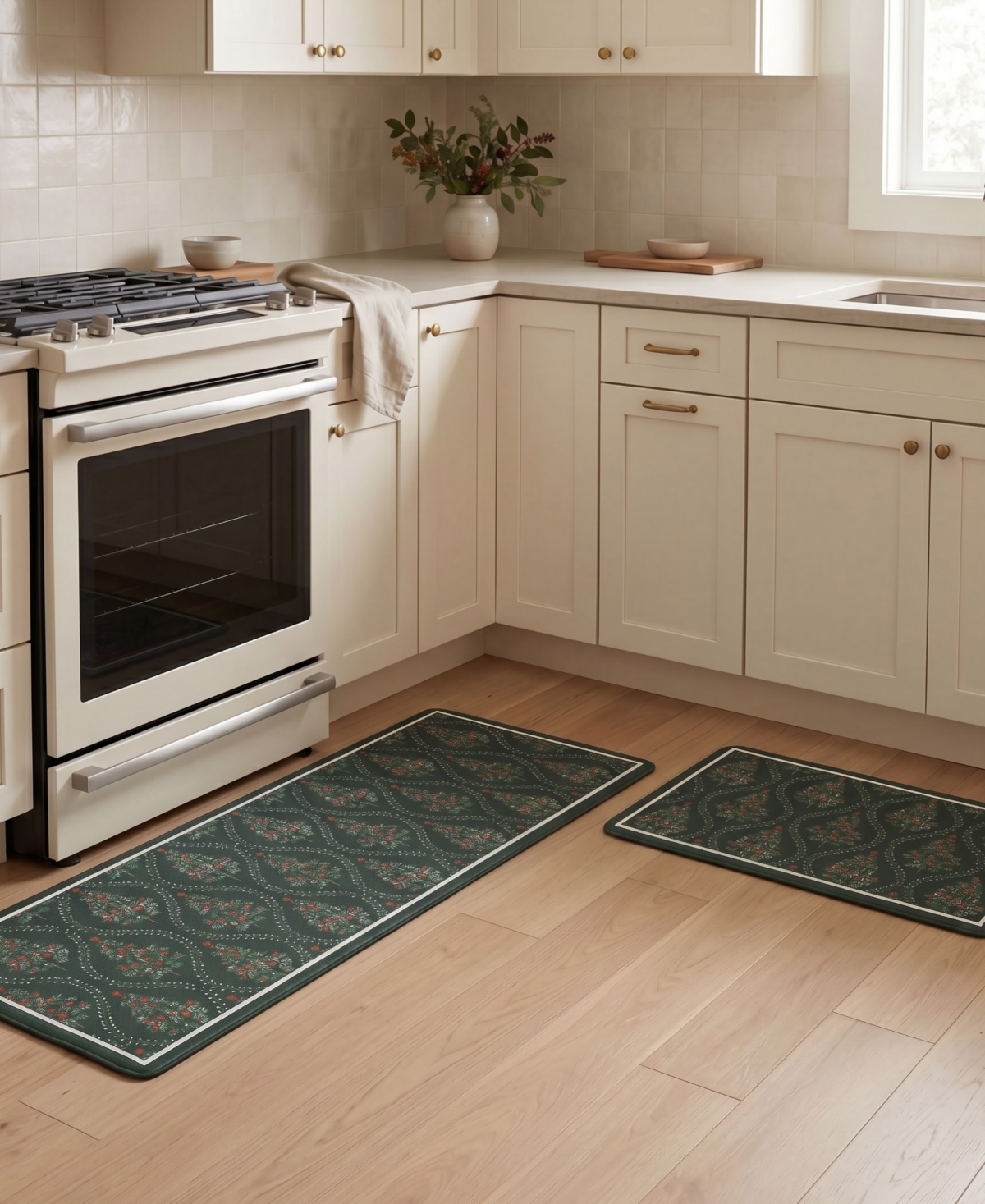 Laura Ashley Frestwick Glade Non-Slip 2-Piece Kitchen Mat