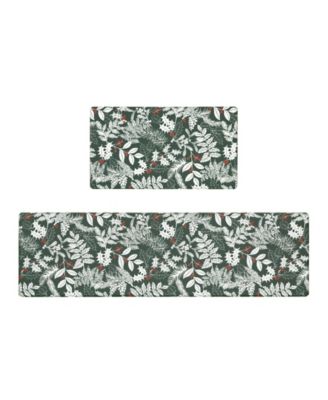 Christmas Holly Leaves Non-Slip Kitchen Mats