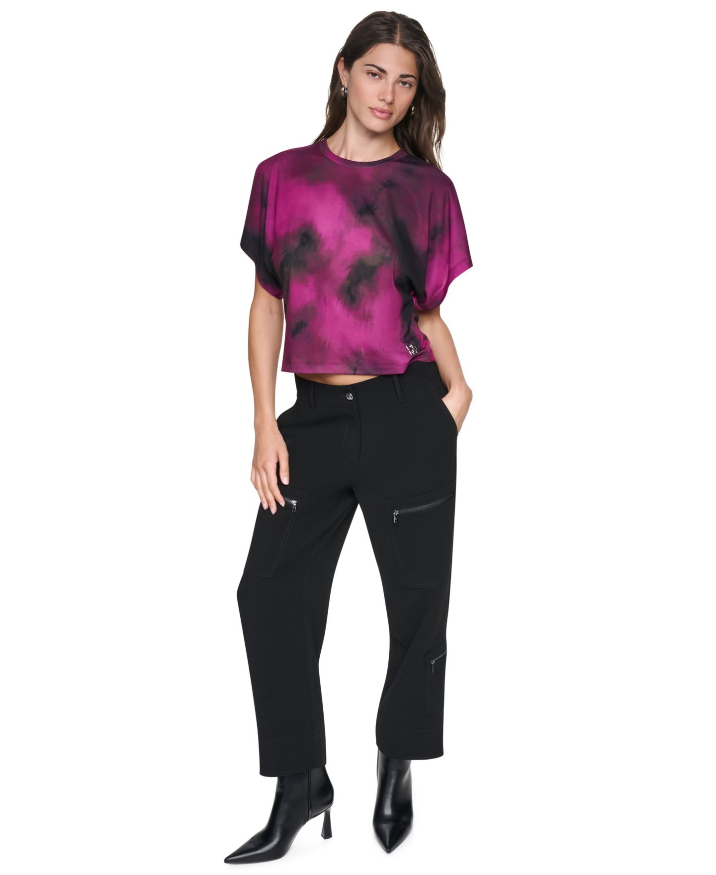 Женская футболка DKNY Printed Wide-Sleeve, цвет: Brushed Riverside — фото 10