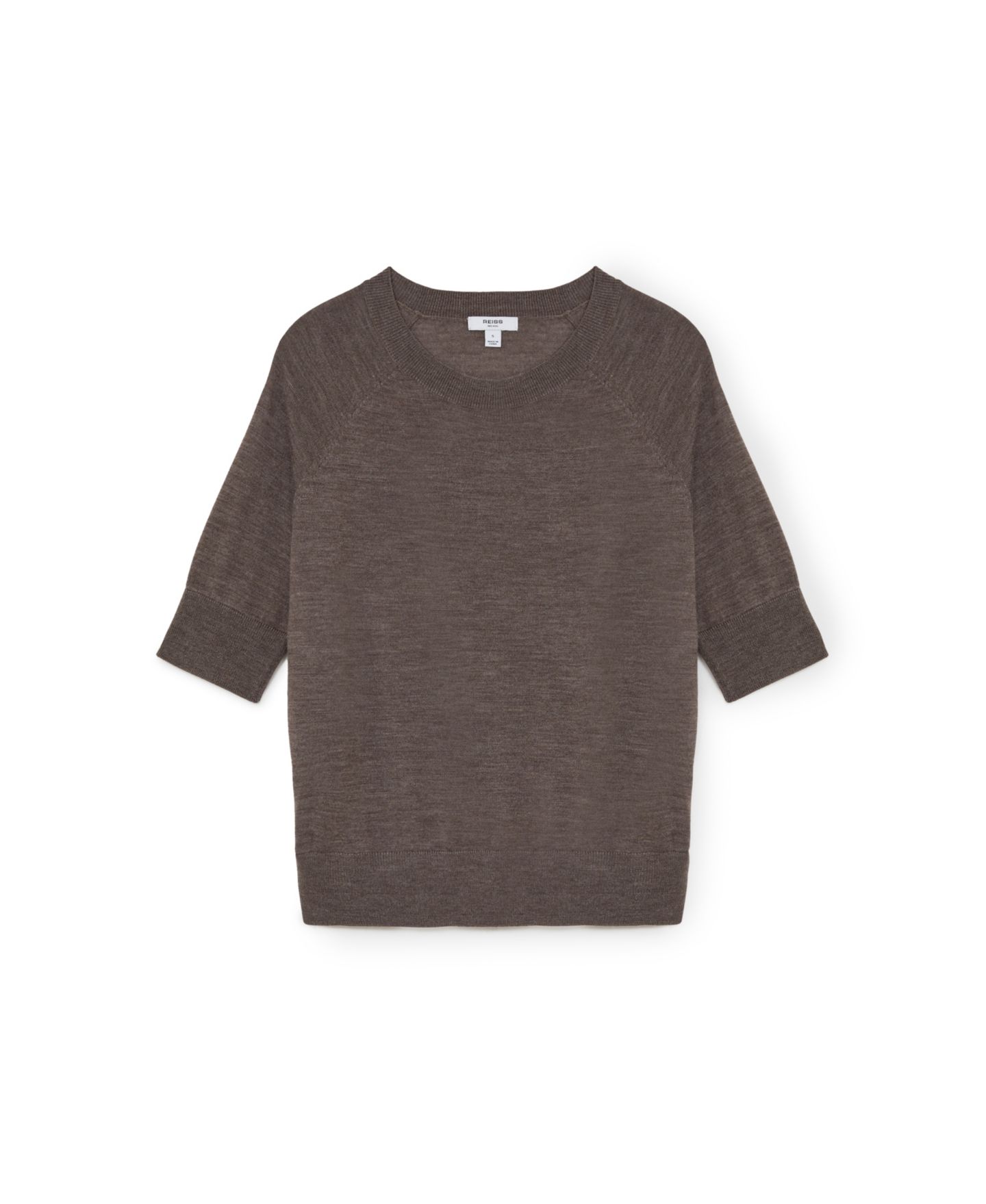 Женская футболка REISS Suzzie Merino Wool Short Raglan Sleeves, цвет: Мокко коричневый — фото 4
