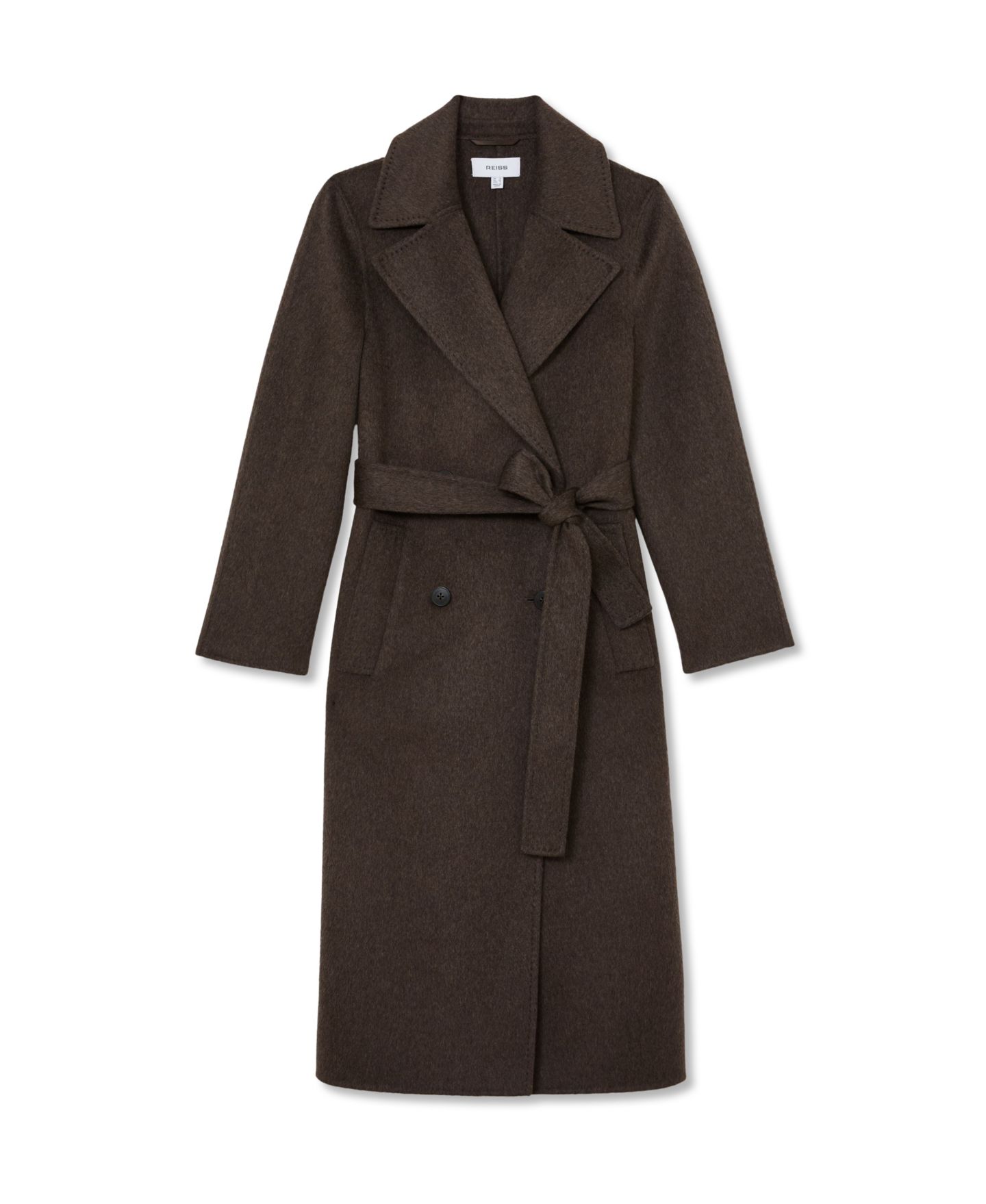 Женское пальто REISS Petite Rene Double-Breasted Wool-Blend, цвет: Мокко коричневый — фото 5