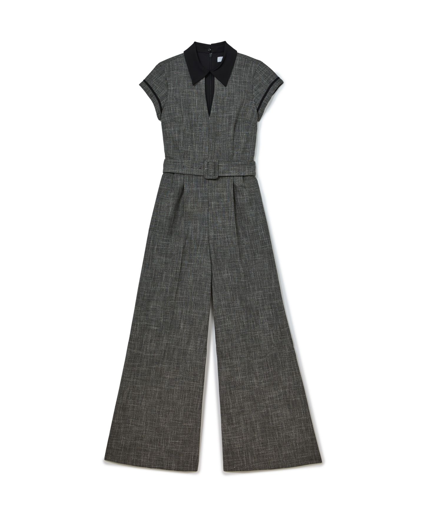 Женский комбинезон REISS Bella Collared Short-Sleeve Wide-Leg Jumpsuit, цвет: Серый — фото 4