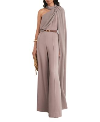 Petite Carrie One-Shoulder Draped Wide-Leg Jumpsuit
