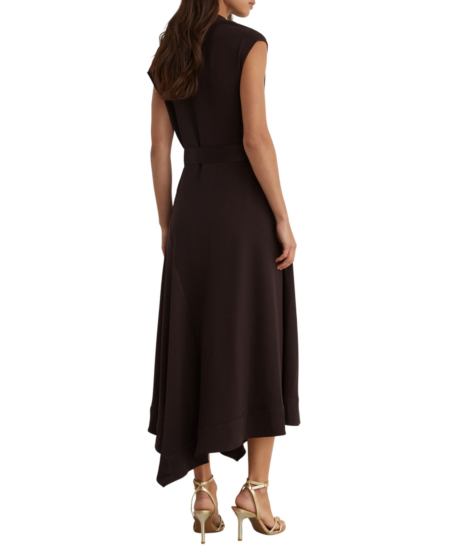 Женское платье REISS Justine Cowl-Neck Tie-Waist Handkerchief-Hem Midi, цвет: Виноградный — фото 2