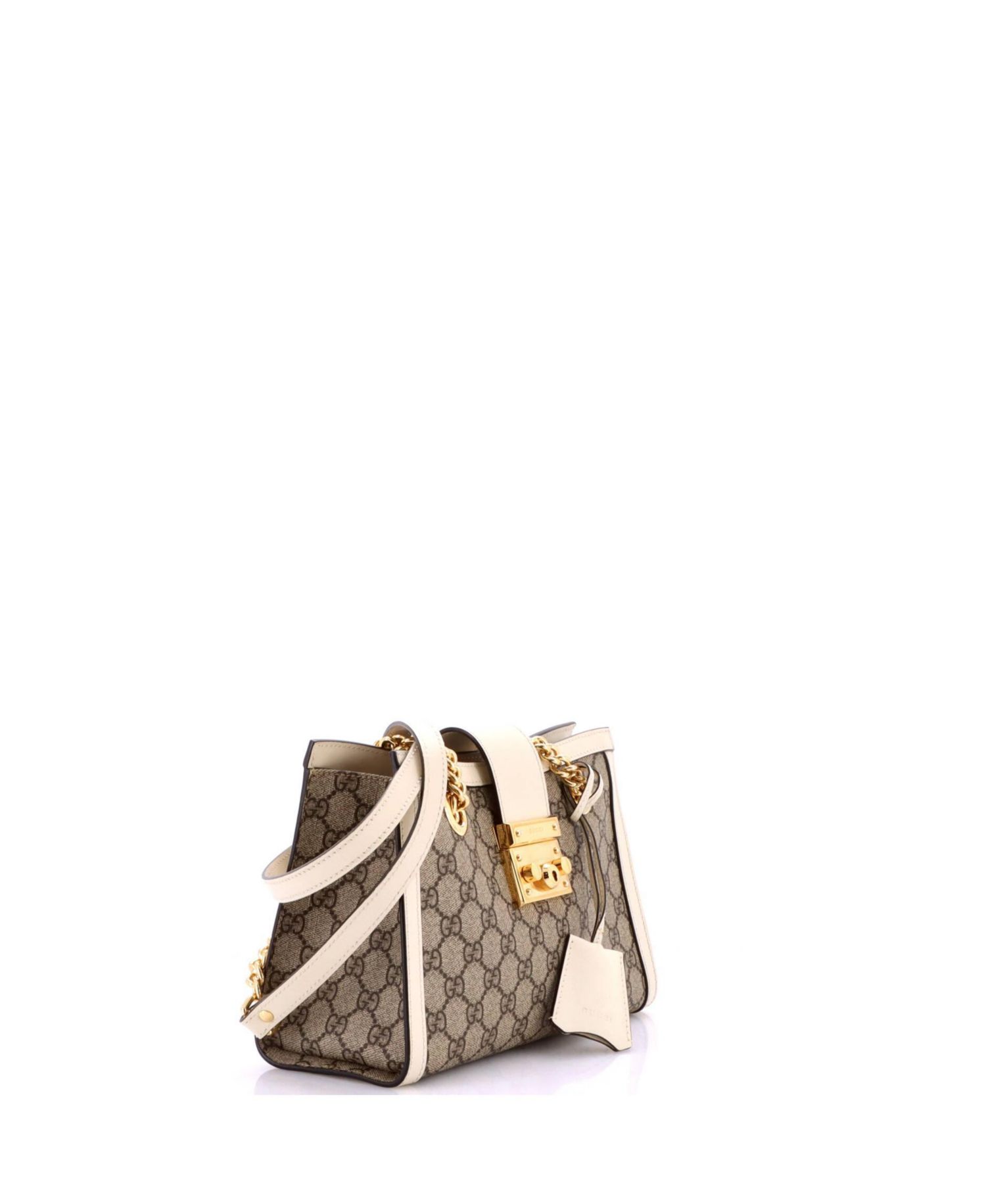 Small Padlock Chain Tote GG Coated Canvas with Leather