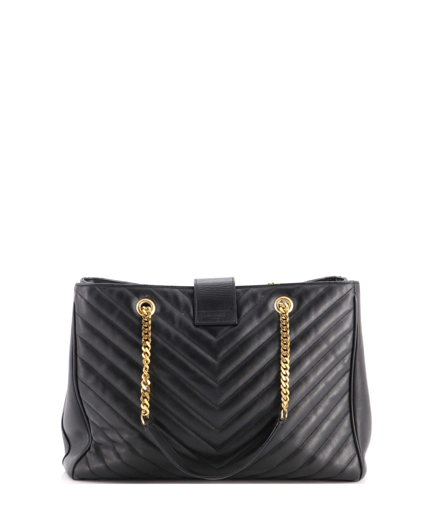 Large Classic Monogram Shopper Matelasse Chevron Leather