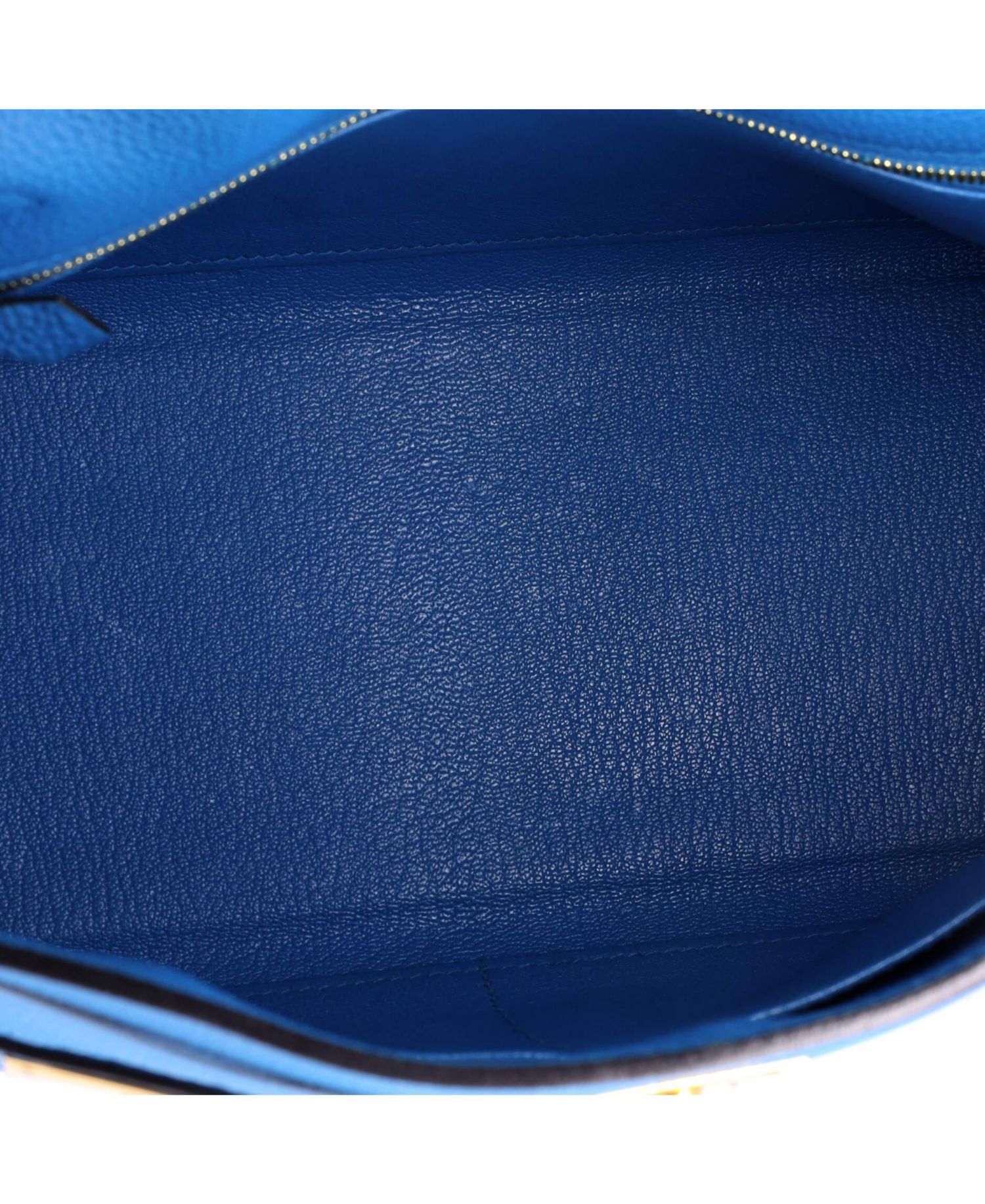Pre-Owned Hermes Kelly 28 Handbag Blue Togo with Gold Hardware