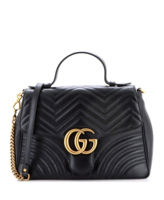 Medium GG Marmont Top Handle Flap Bag Matelasse Leather