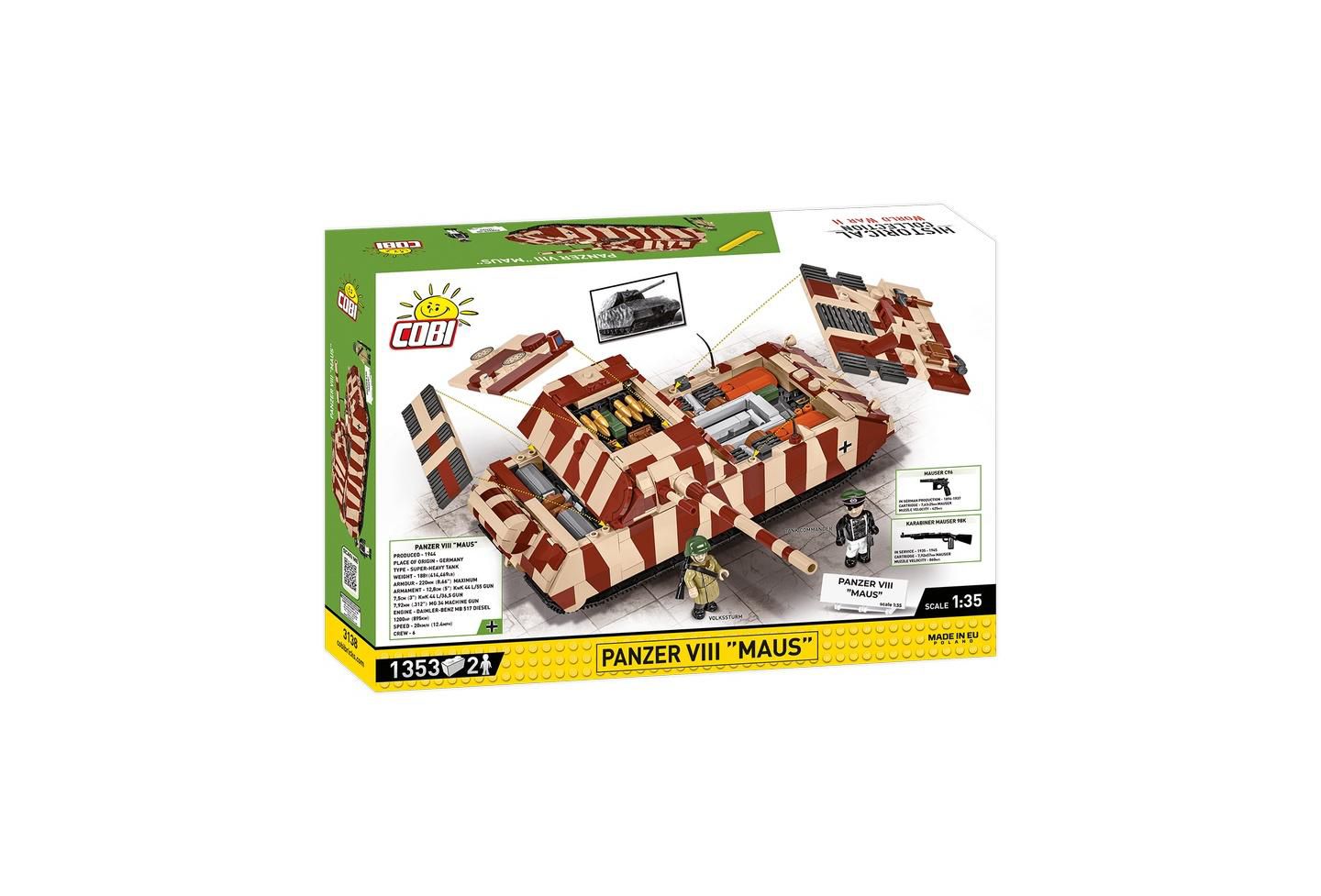 Детские конструкторы COBI Historical Collection Wwii Panzer VIII Maus Tank 1:35 Scale, 1353 pieces — фото 2