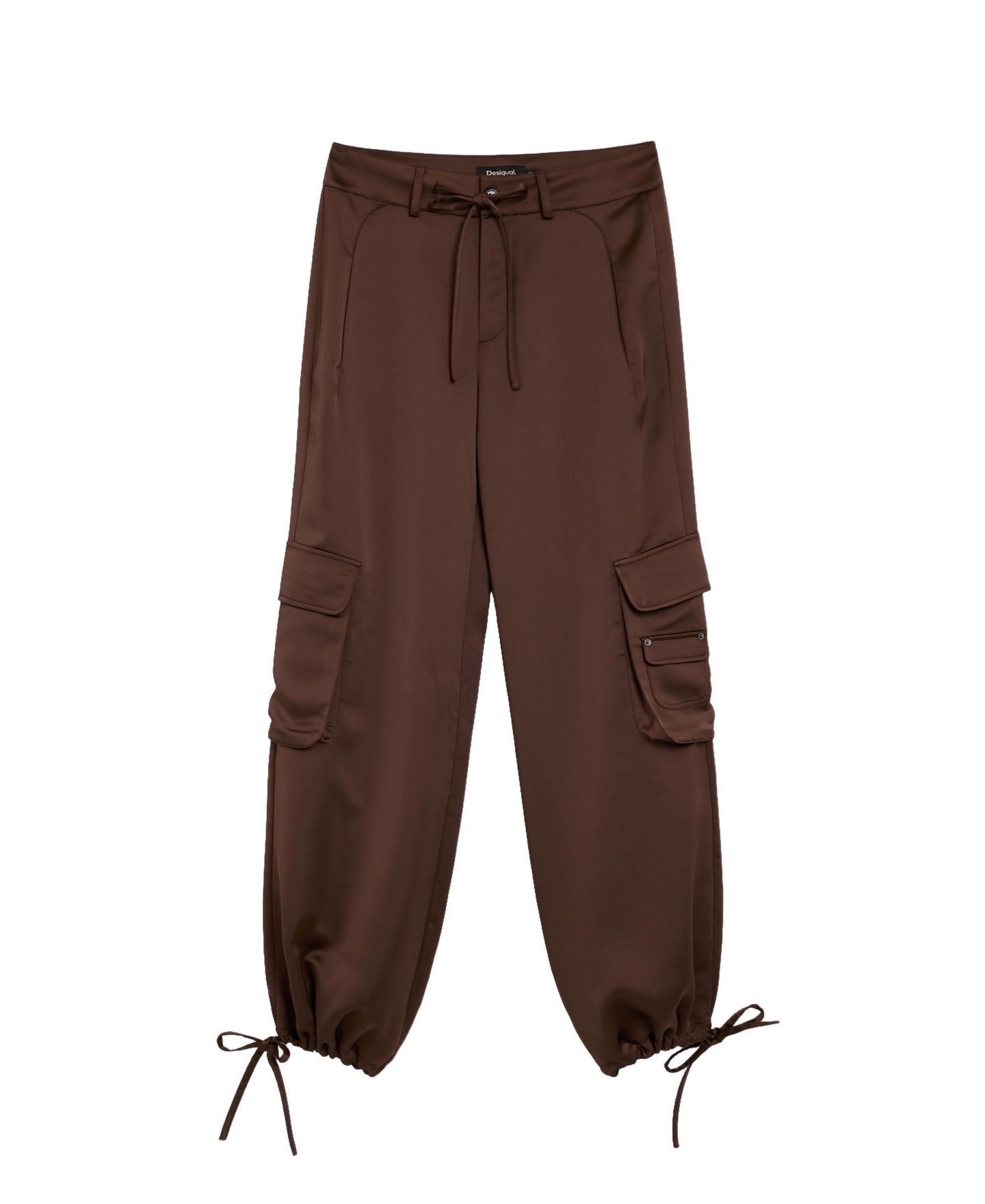 Женские брюки Desigual Satin cargo, цвет: Коричневый — фото 6