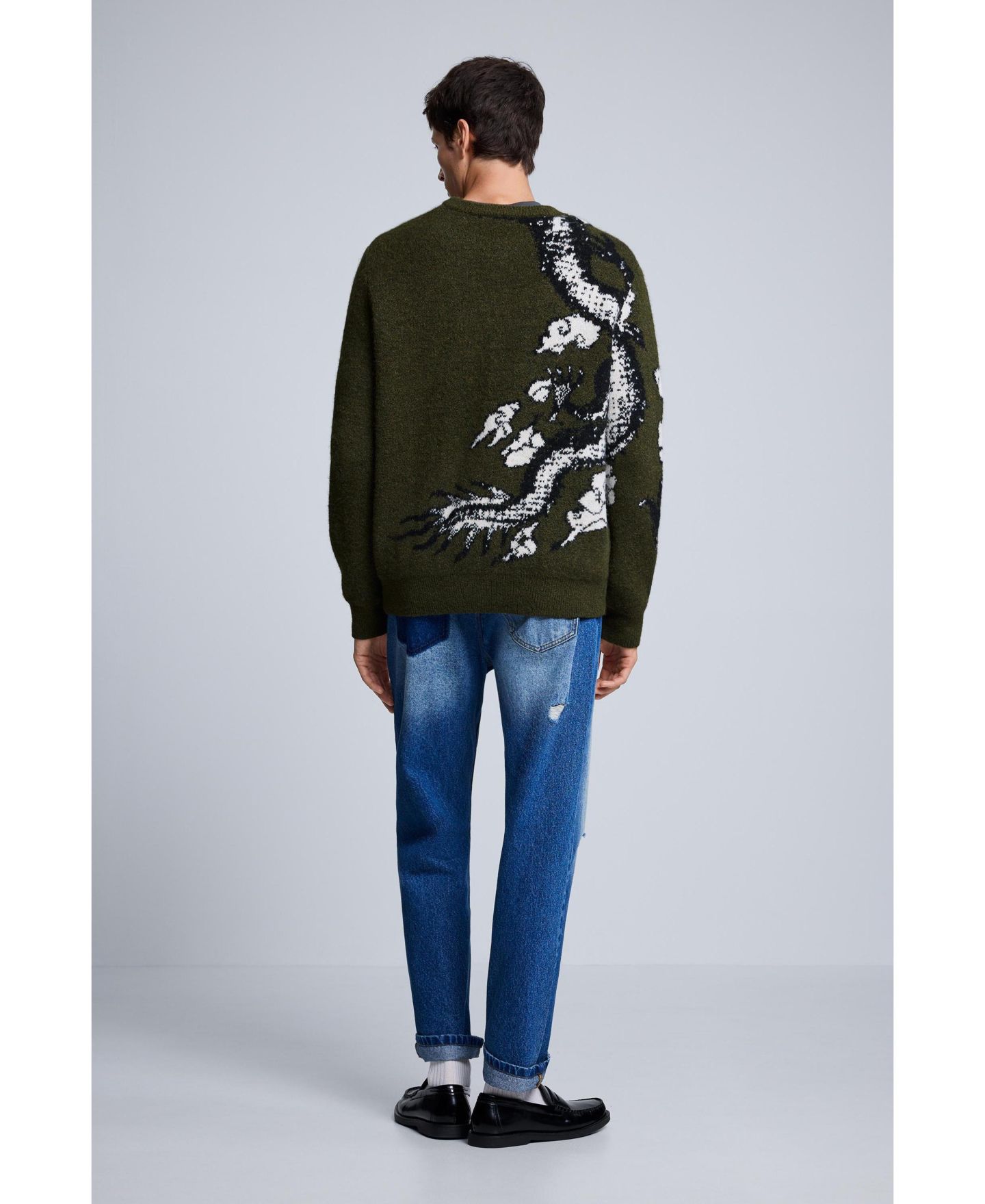 Мужской свитер Desigual Jacquard Knit Printed, цвет: Светлый зелёный — фото 6