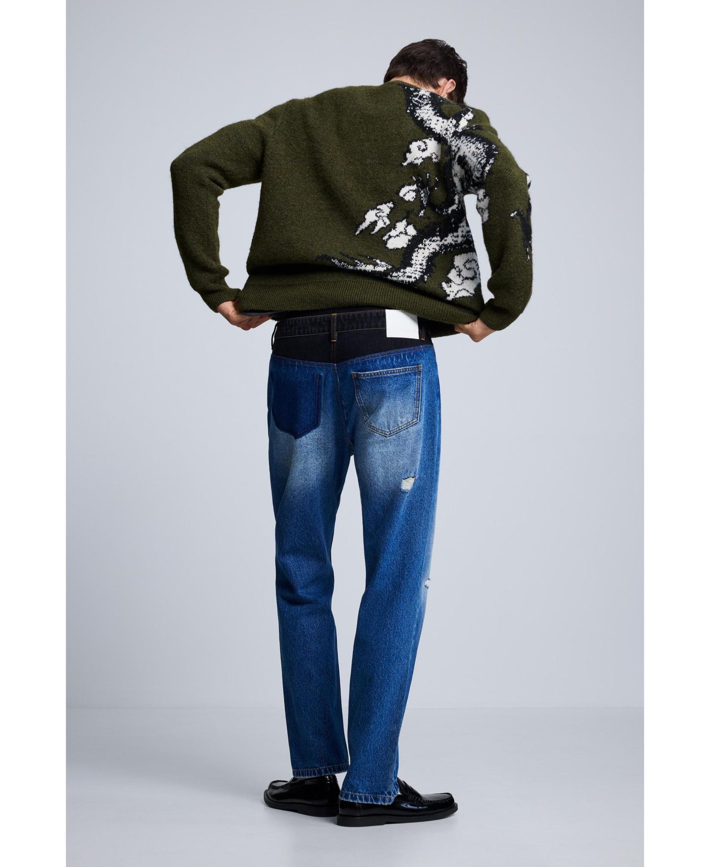 Мужские джинсы Desigual Straight-Leg Medium Wash Distressed, цвет: Средний синий — фото 6